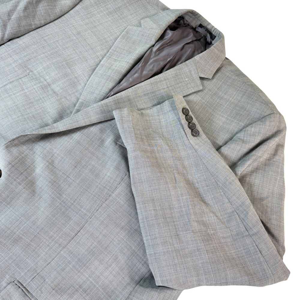 Lauren Ralph Lauren Glen Check‎ Plaid Mens Wool Jacket Blazer Gray 52R Preppy